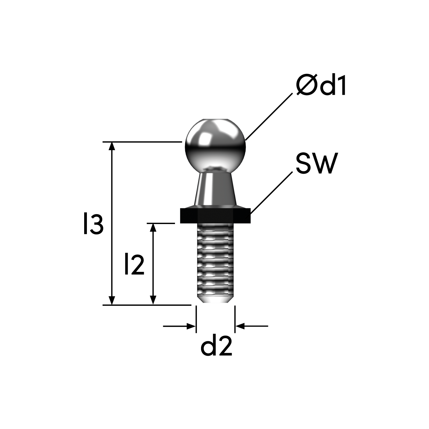 Dimensions of a Ball Stud