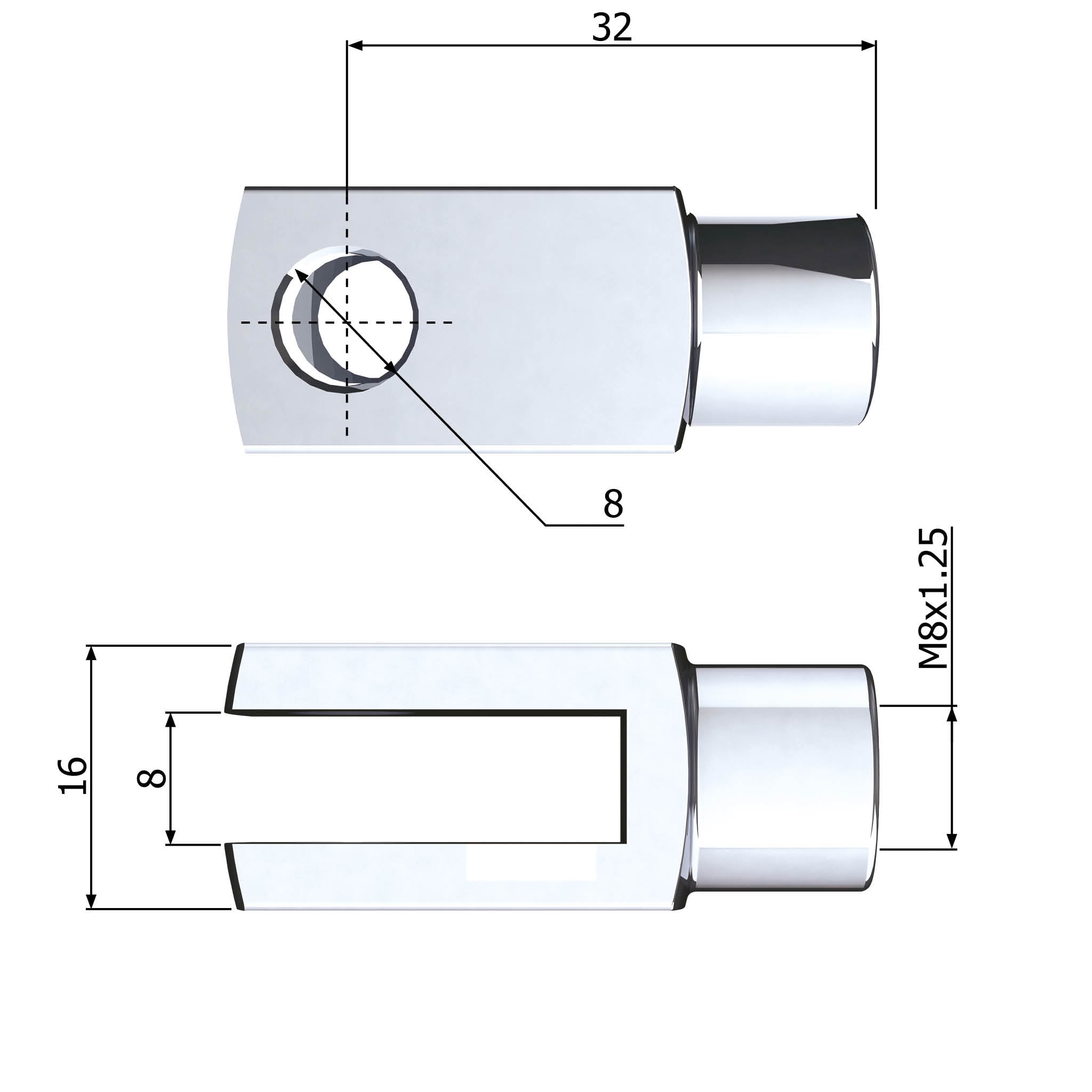 Dimensions of a 4605 Clevis