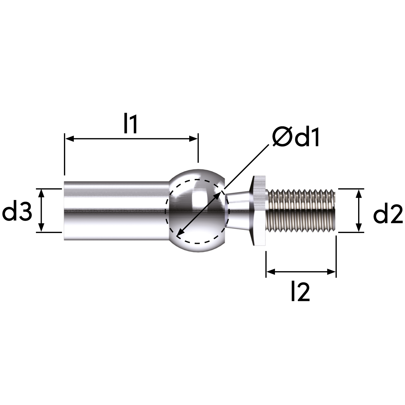 Dimensions of an Inline Ball Joint