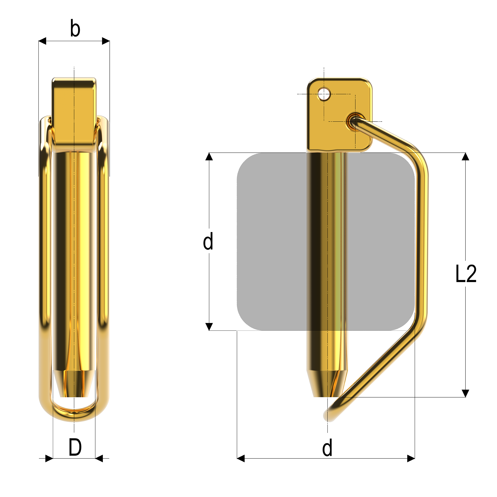 Dimensions of a 8955/8956/8957 S&R Locking Pin