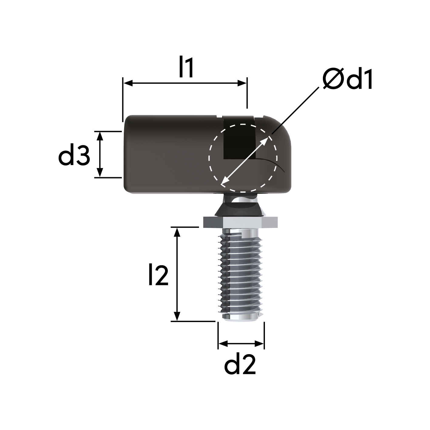 Dimensions of a 60250/60248 Angle Ball Joint