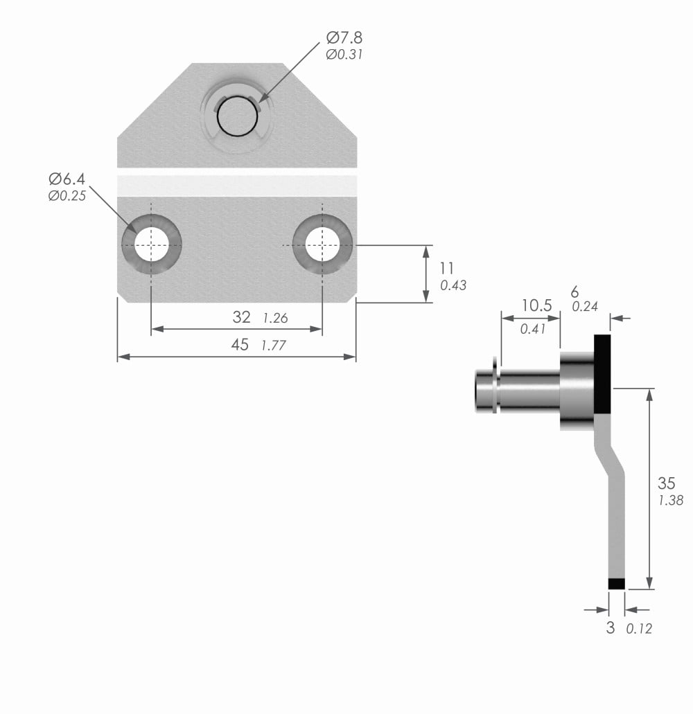 Dimensions of a 4624 Axel Bracket