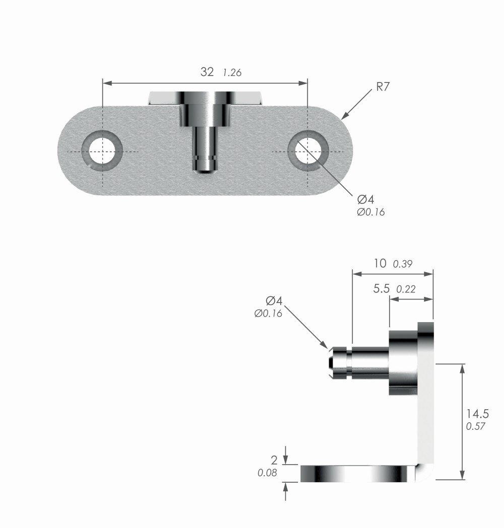 Dimensions of a 609  Axel Bracket