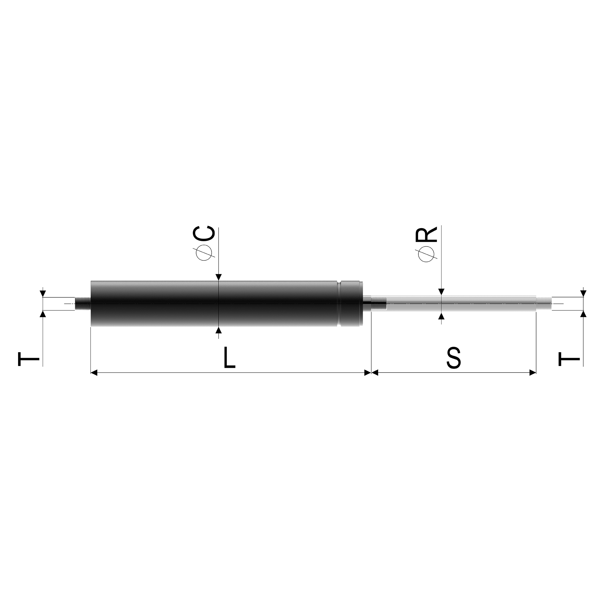 Dimensions of a Traction Gas Spring