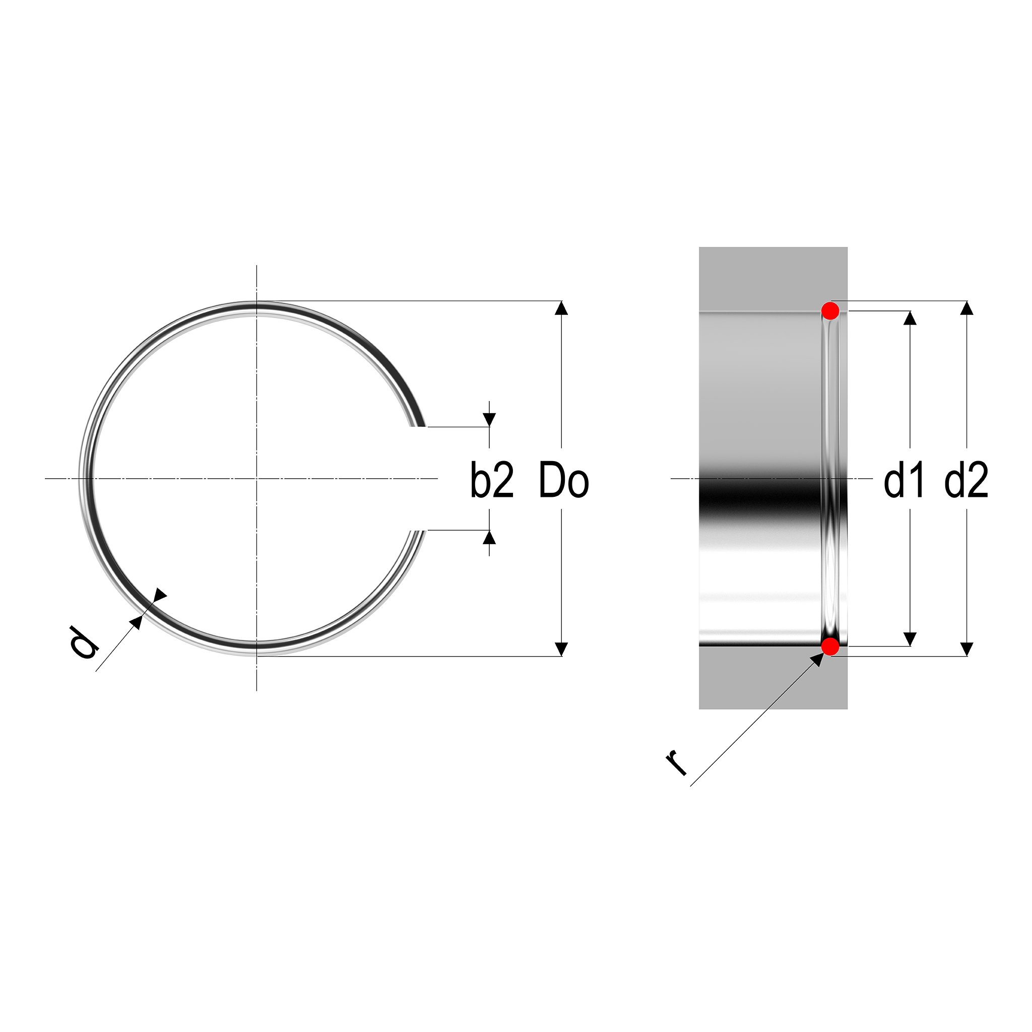 Dimensions of an Attachment Ring Bore