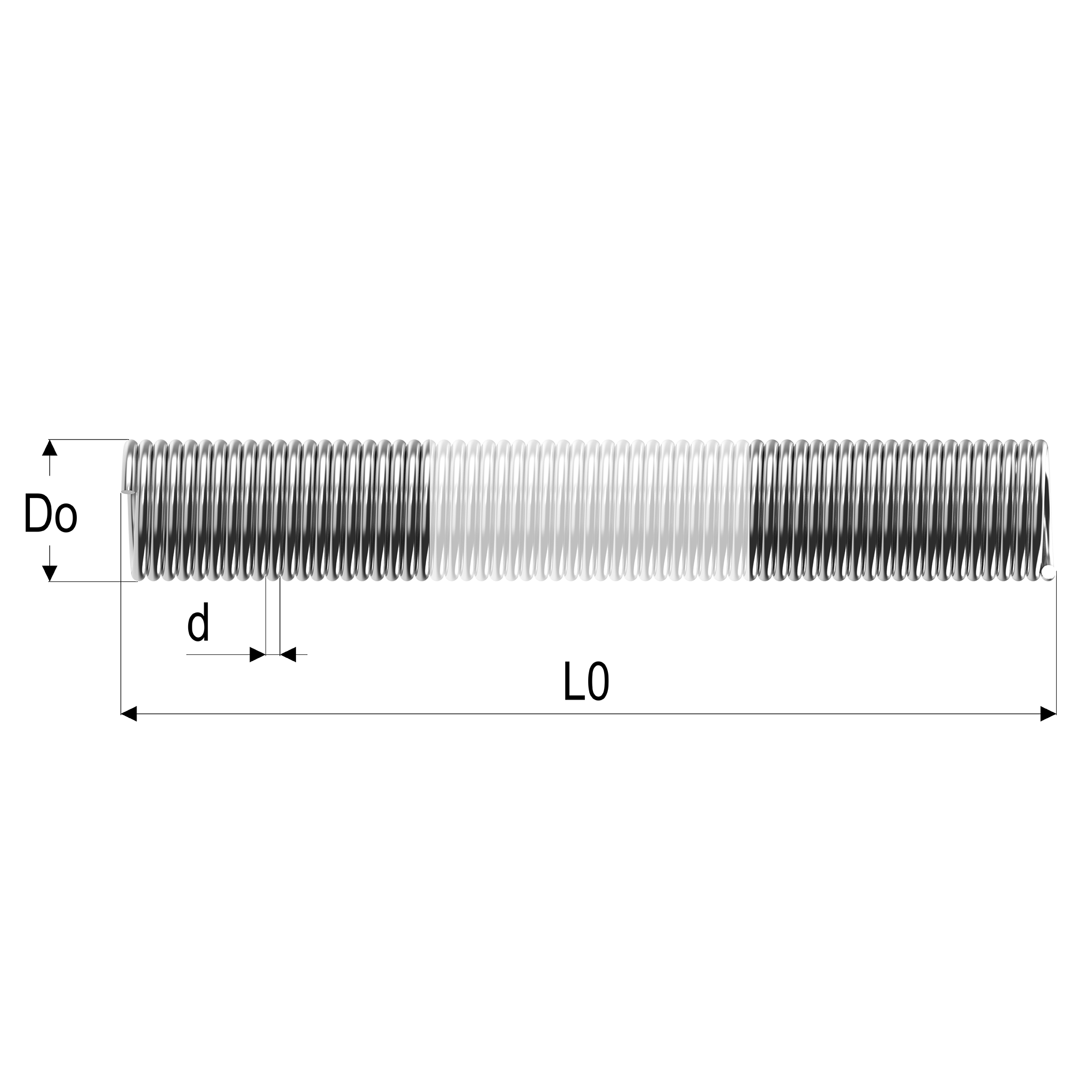 Dimensions of a Coiled Extension Spring