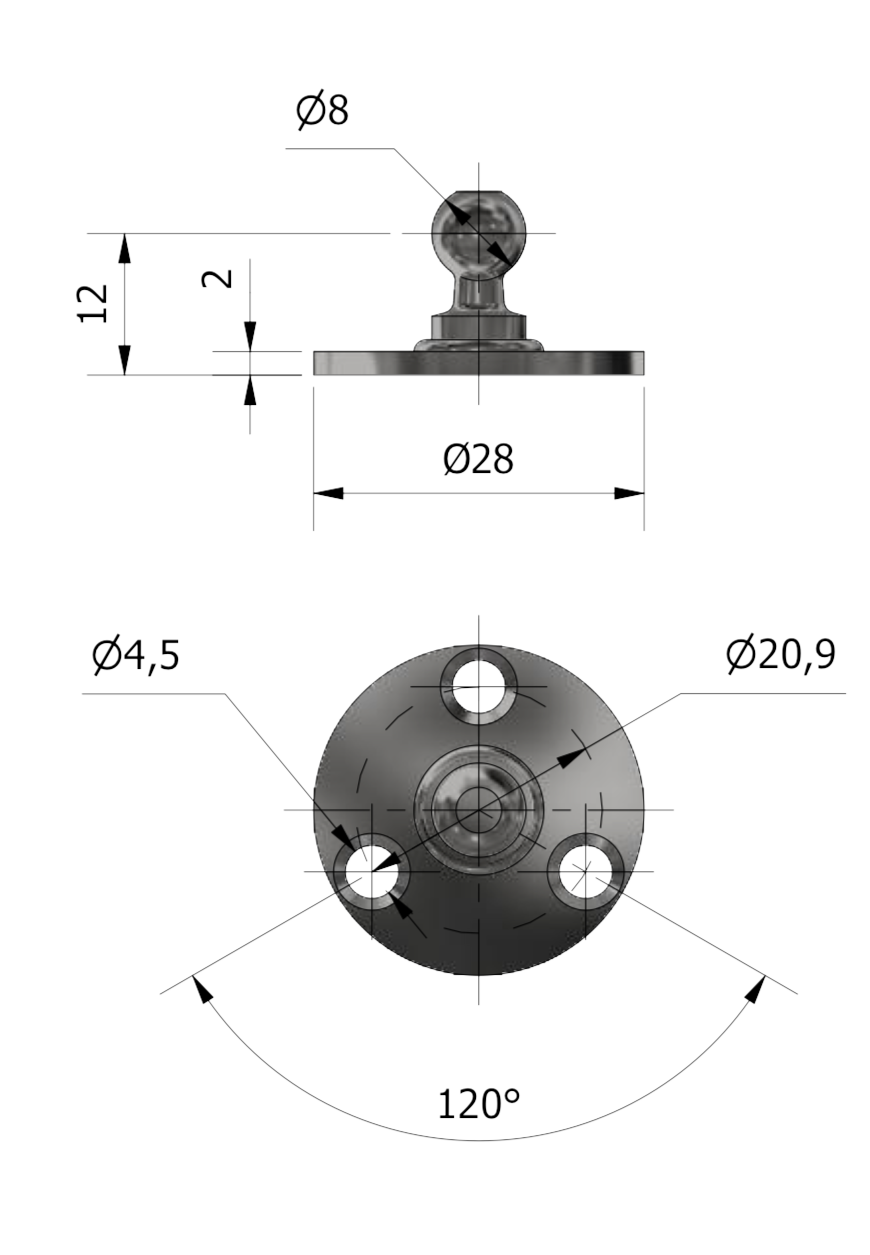 Dimensions of a 607 Ball Bracket