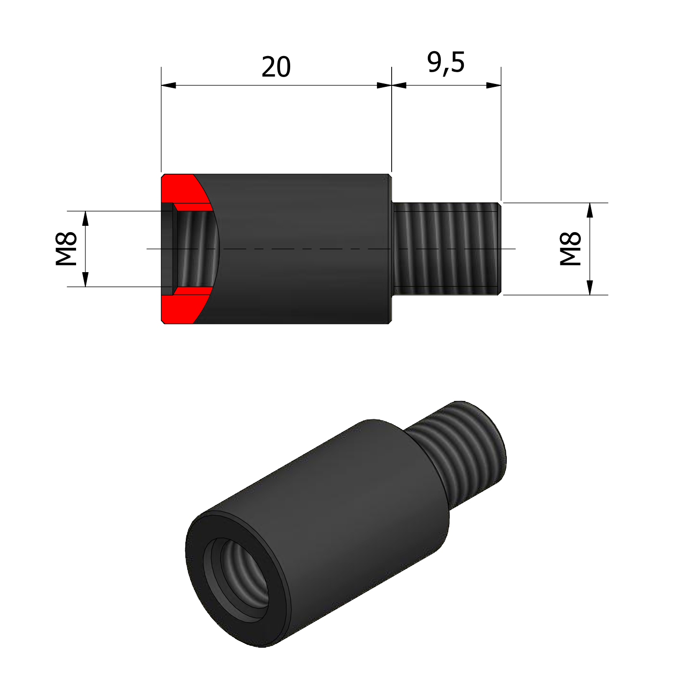 Dimensions of a 5660 End Fitting